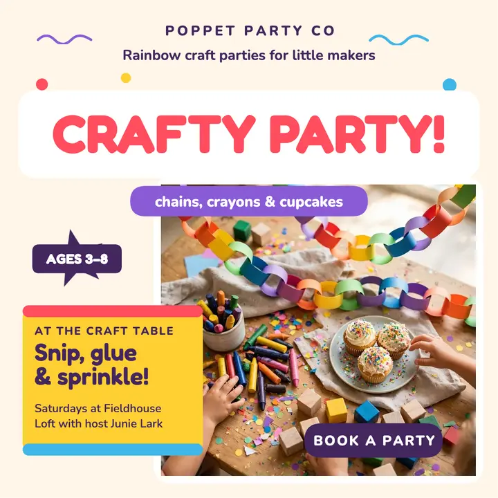 Poppet Party Co rainbow craft party post: kids party post template