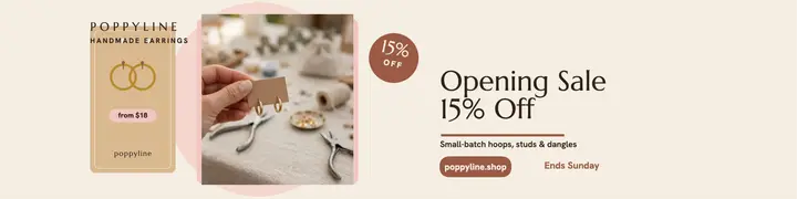 Poppyline earring shop opening banner template
