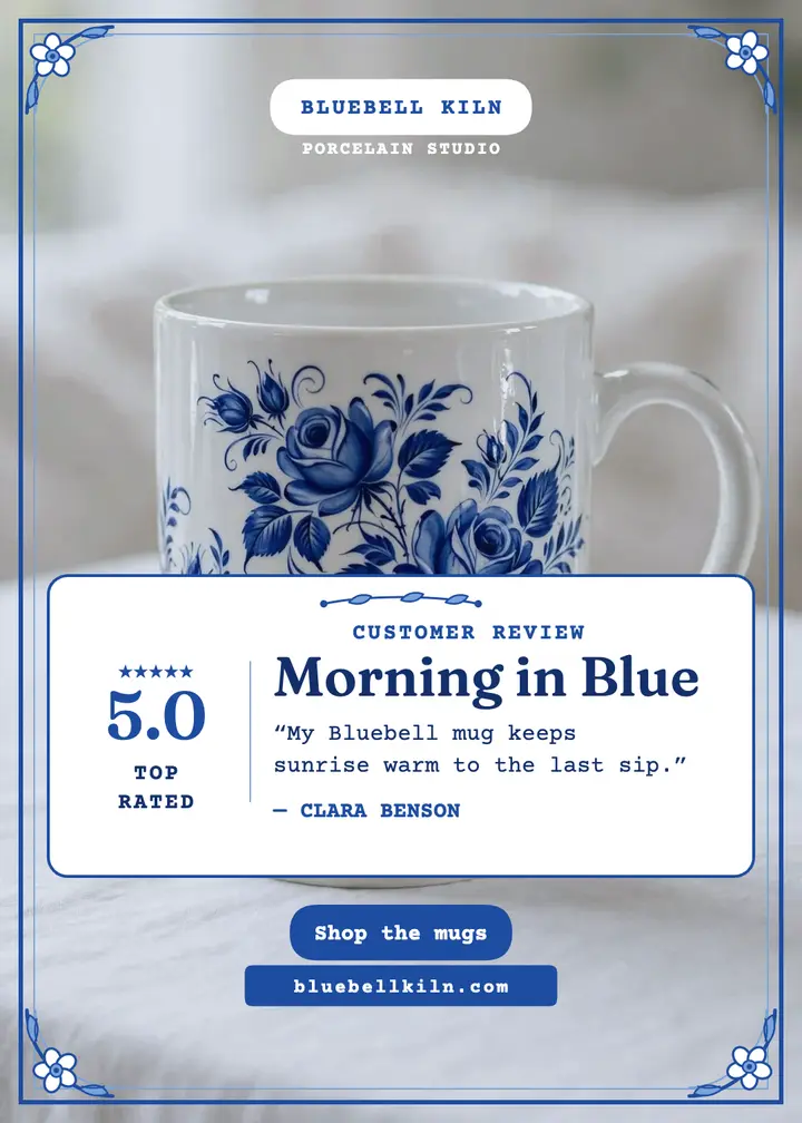 Bluebell Kiln porcelain mug review invite: mug review invitation template