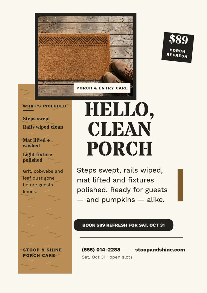 Stoop and Shine porch cleaning flyer template