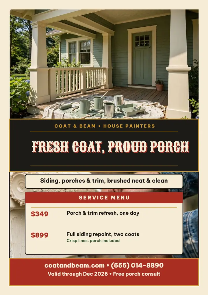 Coat and Beam porch painter flyer template