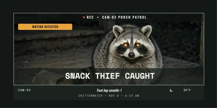 Porch raccoon trail cam night post template