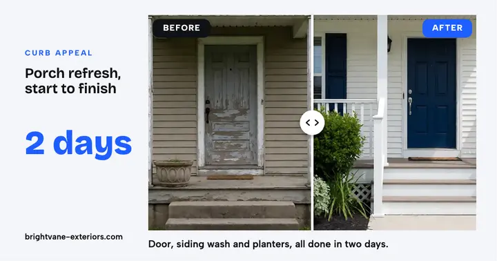 Brightvane Exteriors porch refresh before and after post template