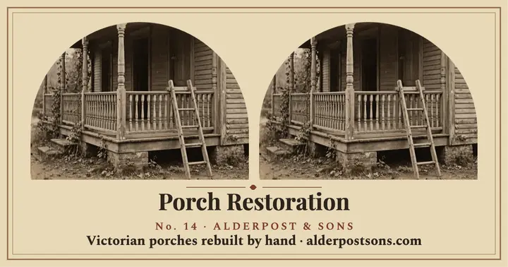 Alderpost porch restoration stereoview post template