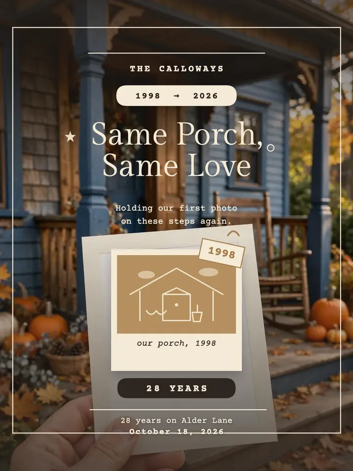 Calloway porch anniversary then and now template