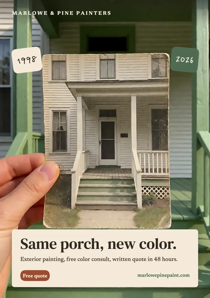 Marlowe & Pine Painters then and now porch flyer template