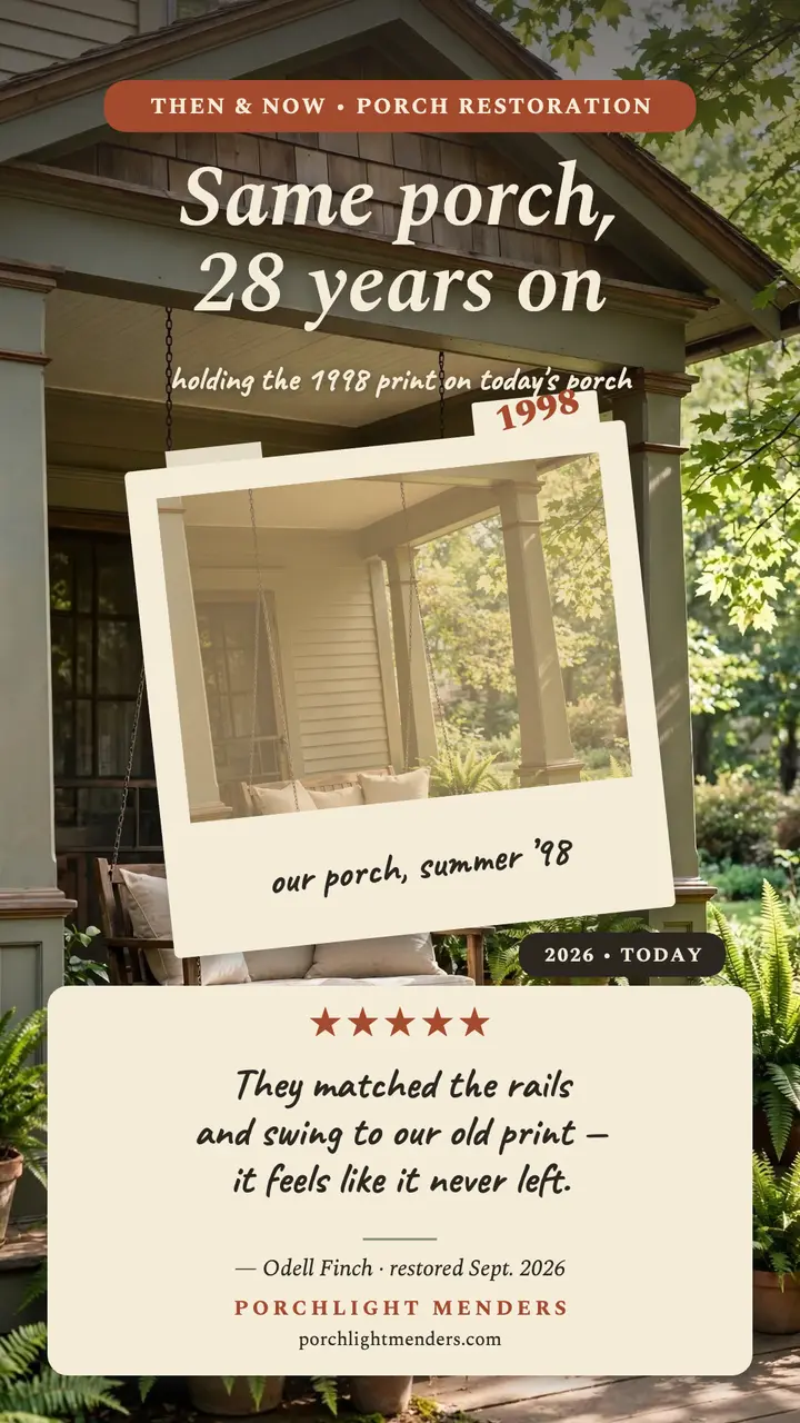 Porchlight Menders then and now review story template