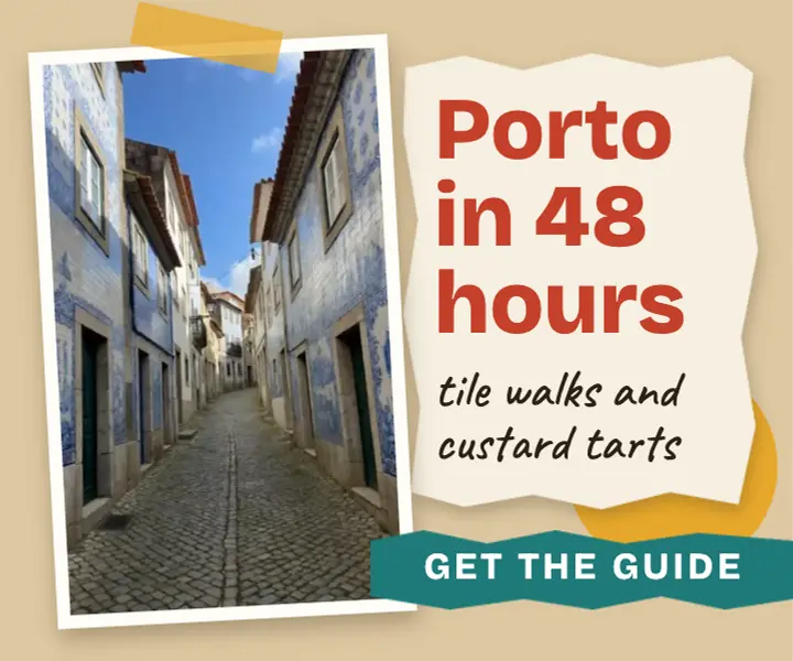 Porto weekend guide display ad, paper collage template