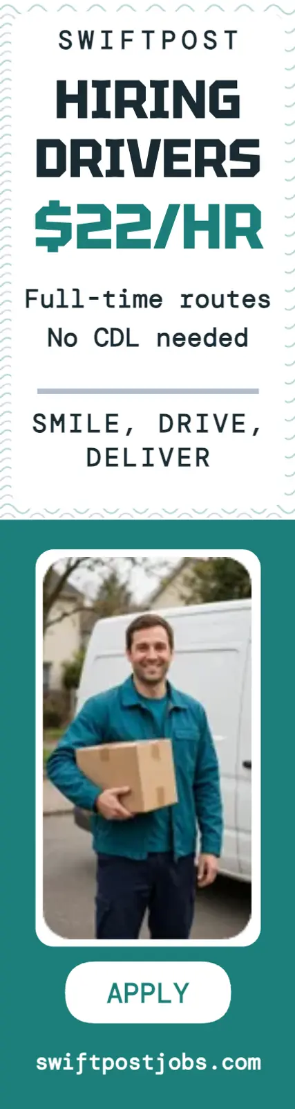 Swiftpost driver hiring envelope skyscraper template