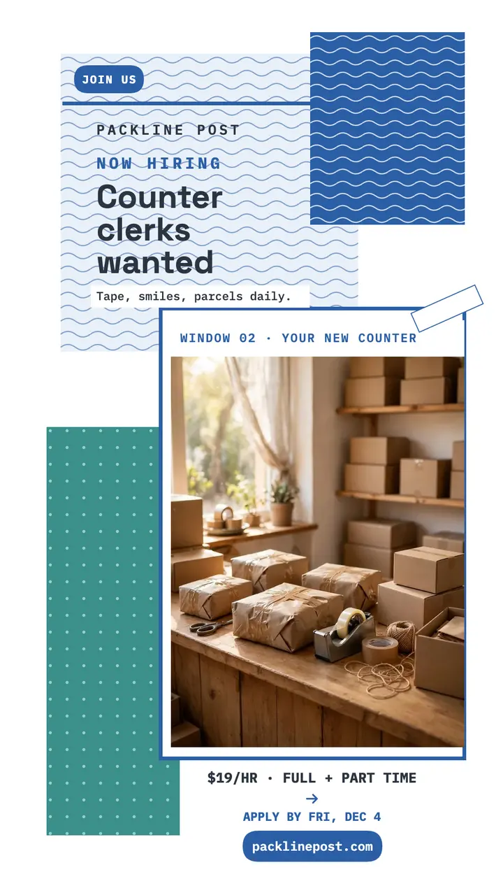 Packline Post counter clerk hiring story: hiring story template