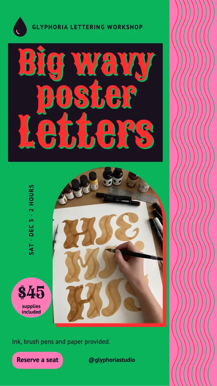 Glyphoria poster lettering workshop story: lettering workshop story template