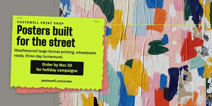 Pastewell poster print shop decollage wall post template
