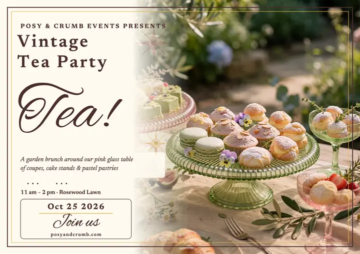 Posy and Crumb garden brunch tea invitation template