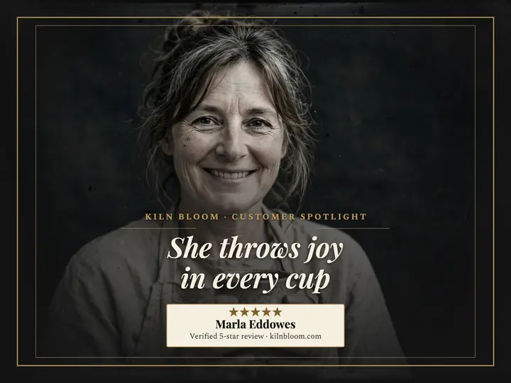 Kiln Bloom potter spotlight slide: pottery customer spotlight slide template