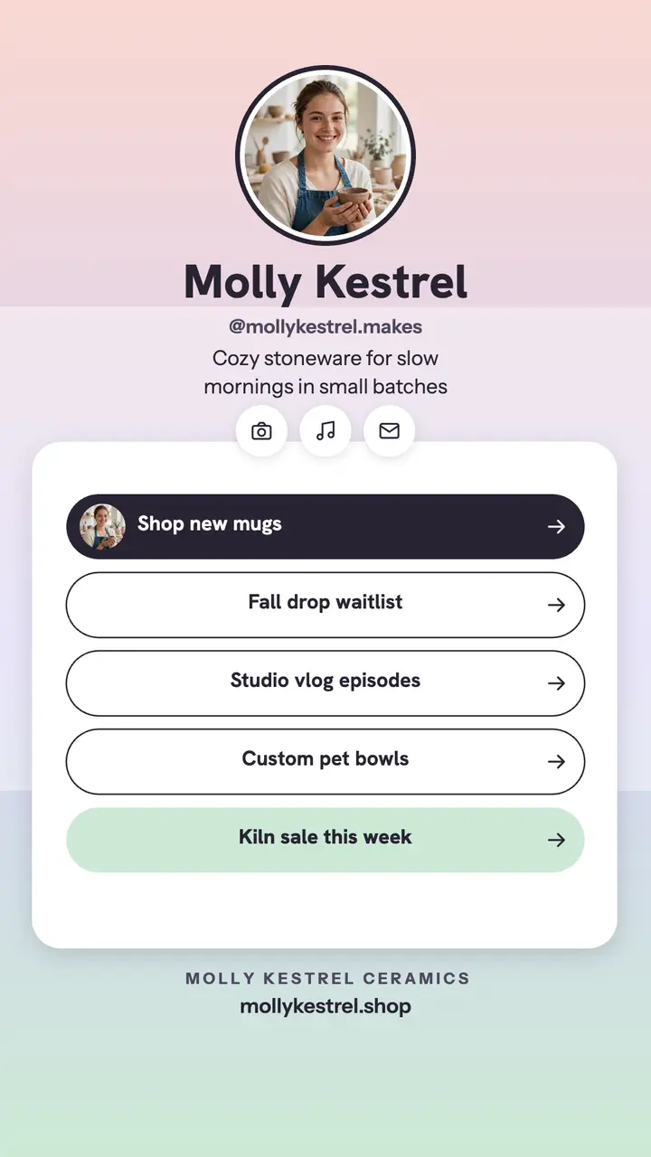 Molly Kestrel link in bio story template