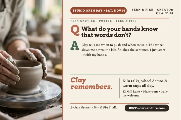 Fern and Fire potter open day Q&A template