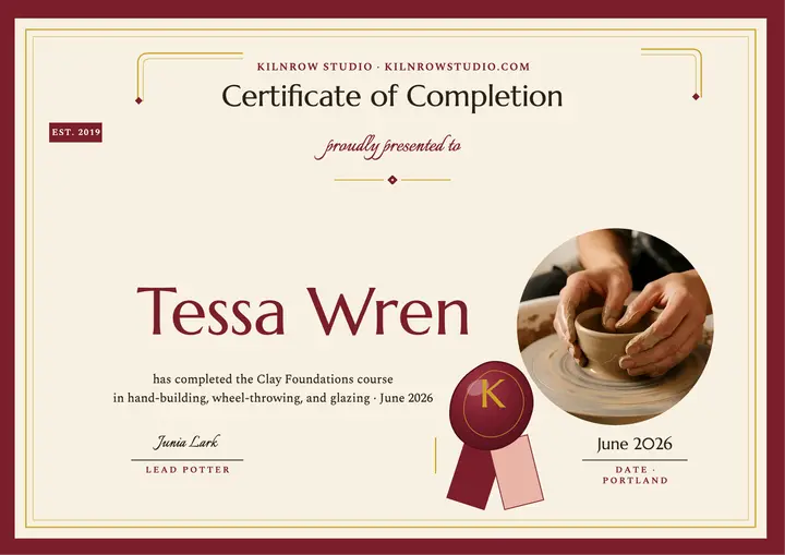 Kilnrow pottery foundations certificate template