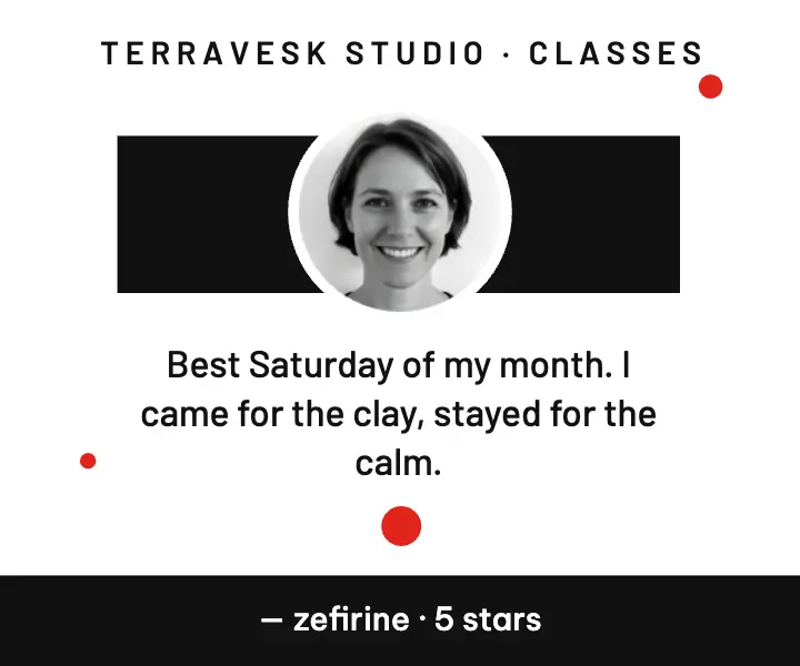 Zefirine's pottery class review ad, bossa nova sleeve: pottery class review ad template