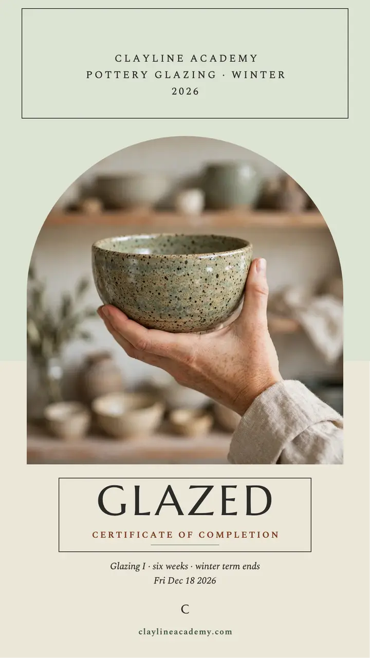 Clayline pottery glazing certificate story template