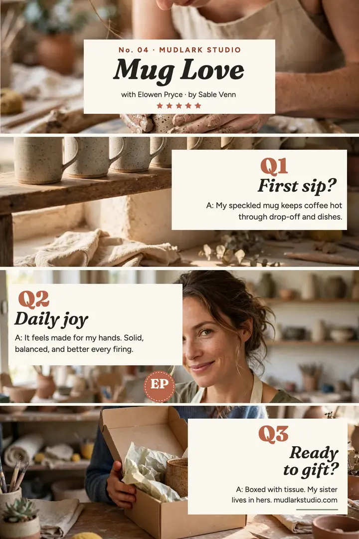 Mudlark Studio pottery customer Q&A poster template