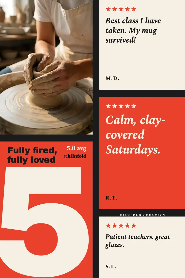 Fully fired pottery five-star reviews poster template