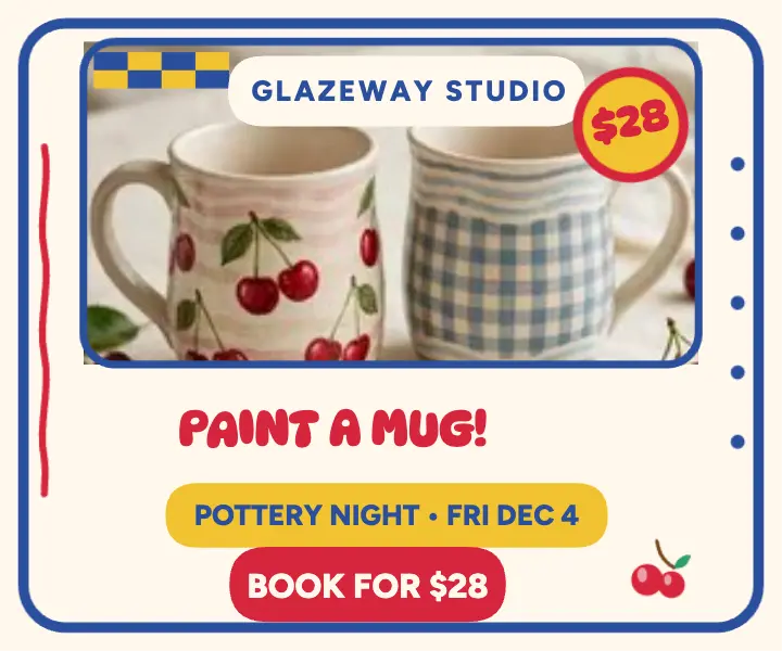 Glazeway pottery night mug ad template