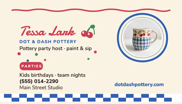 Dot and Dash pottery party card template