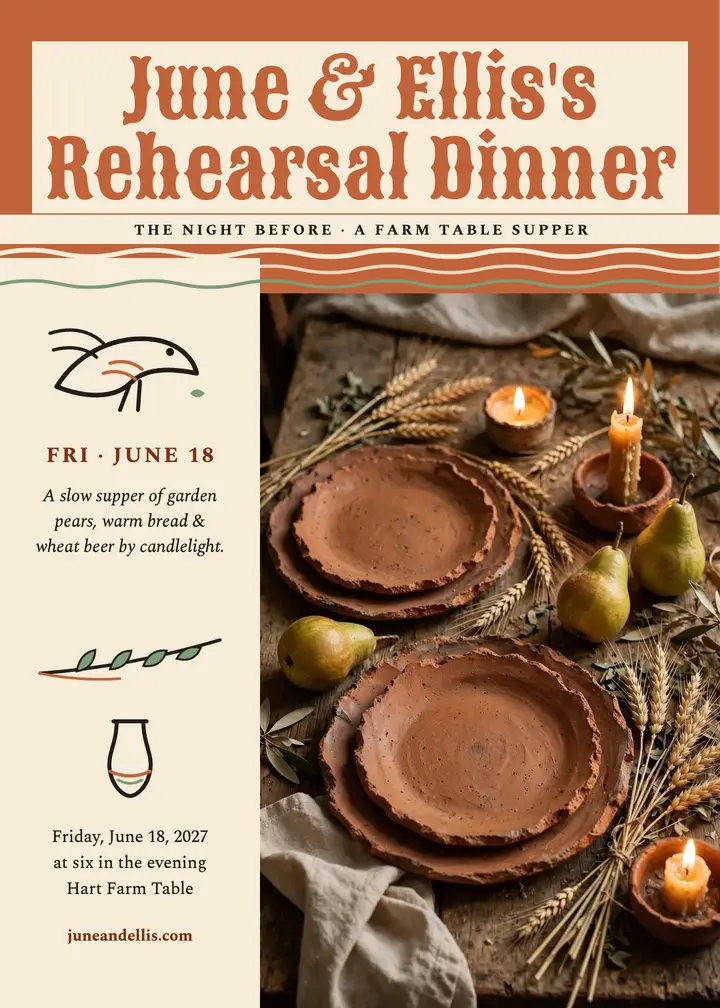 June and Ellis rehearsal dinner invitation template