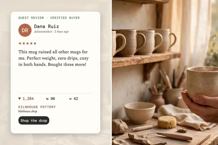 Kilnhouse Pottery review screenshot postcard template