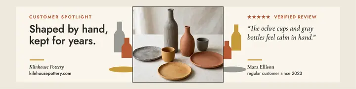 Kilnhouse Pottery customer review banner template