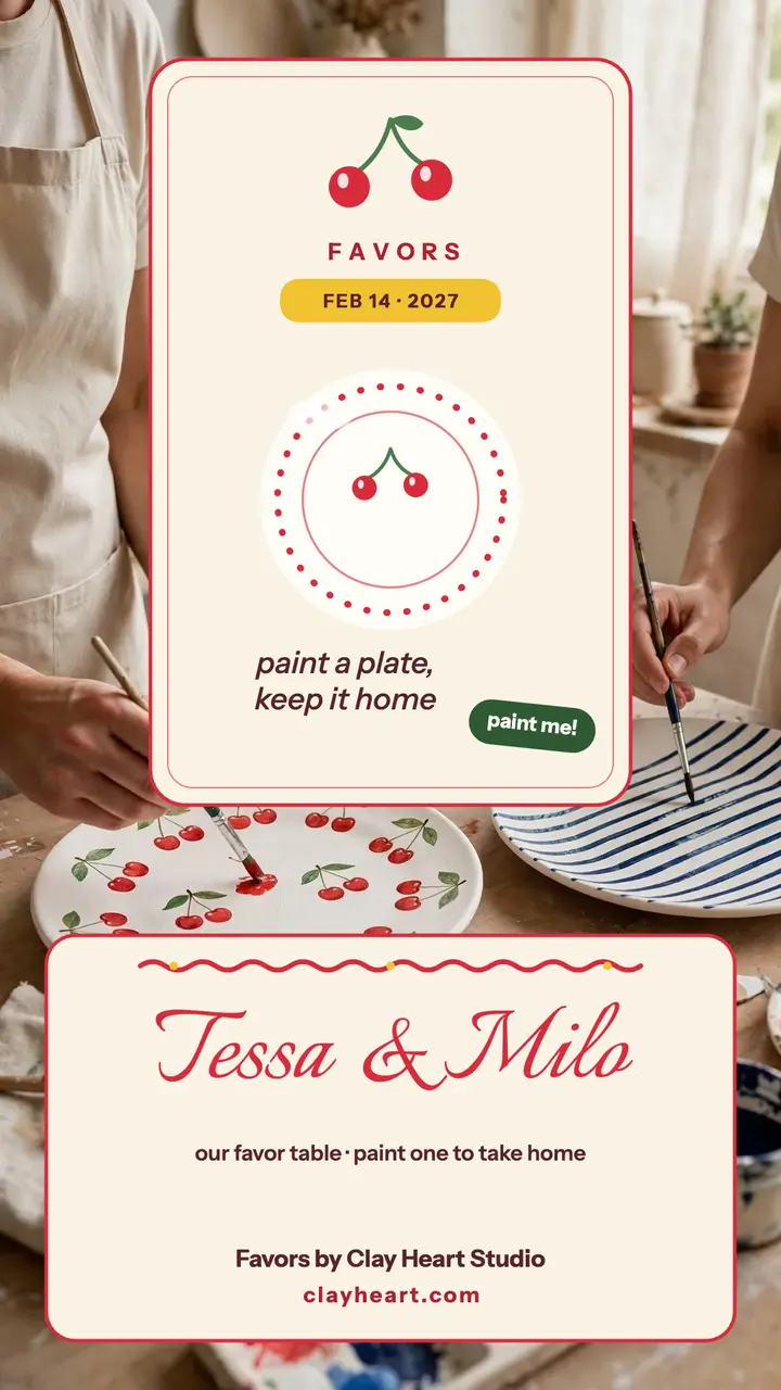 Tessa and Milo pottery favors story template