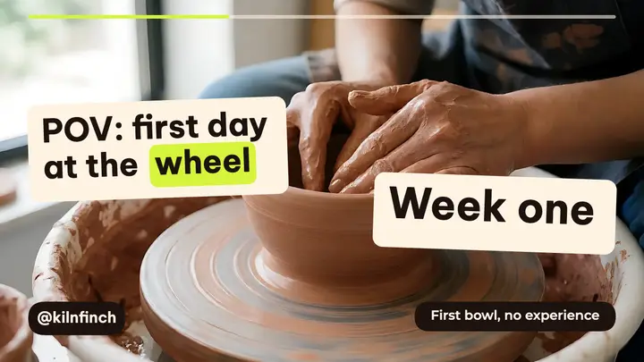 First bowl on the wheel, pottery video thumbnail template