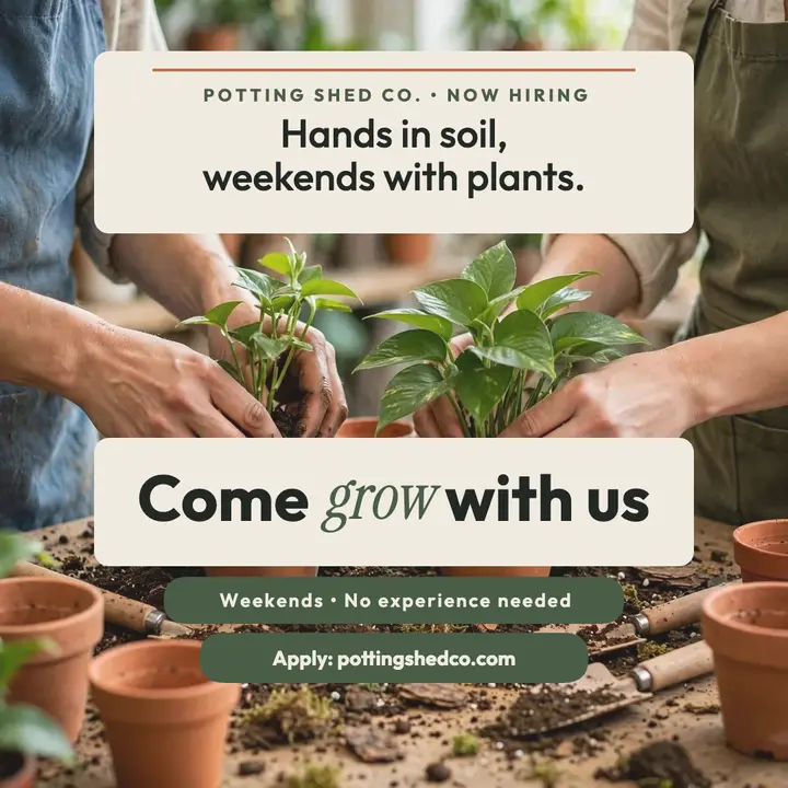 Potting Shed Co. weekend crew hiring post template