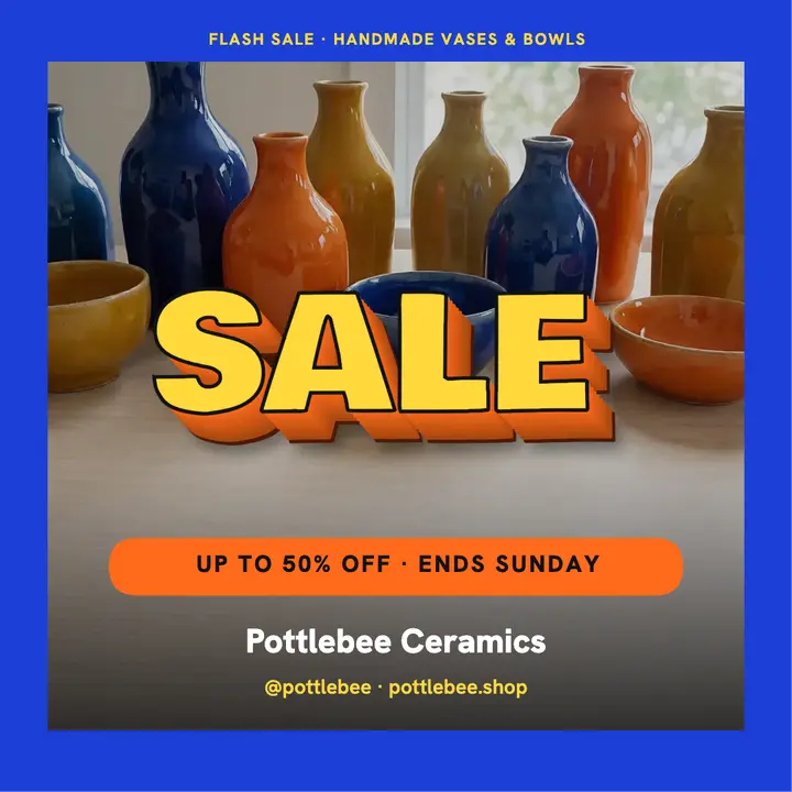 Pottlebee Ceramics flash sale, extruded block type: flash sale post template