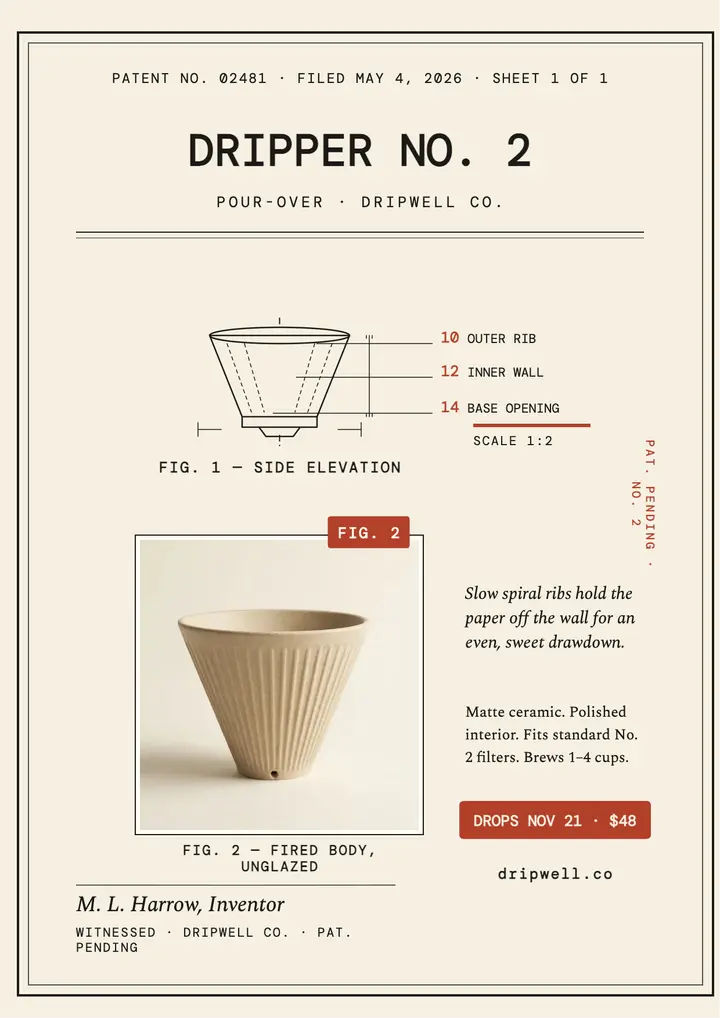 Dripwell Dripper No. 2 patent flyer template