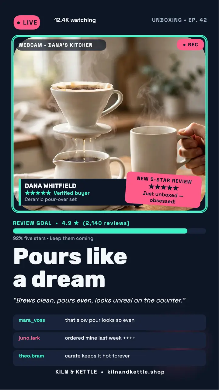 Kiln and Kettle pour-over livestream review template