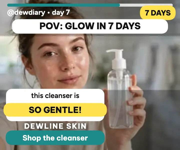 Dewline Skin POV cleanser caption ad template