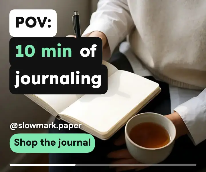 Slowmark morning journaling POV ad: journal display ad template
