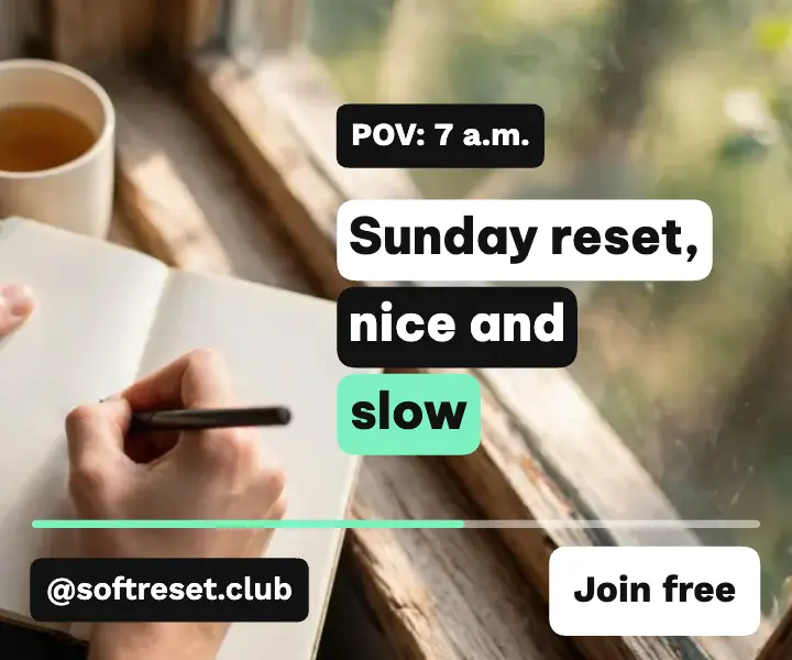 Softreset journaling and tea club caption ad template