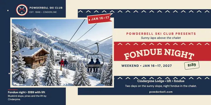 Powderbell Fondue Weekend ski post template