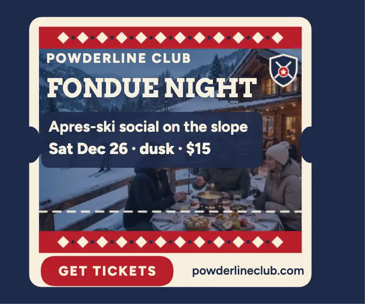Powderline apres-ski fondue night ad template