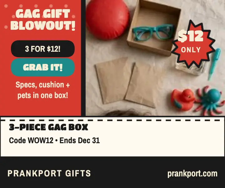 Prankport gag gift blowout comic ad template