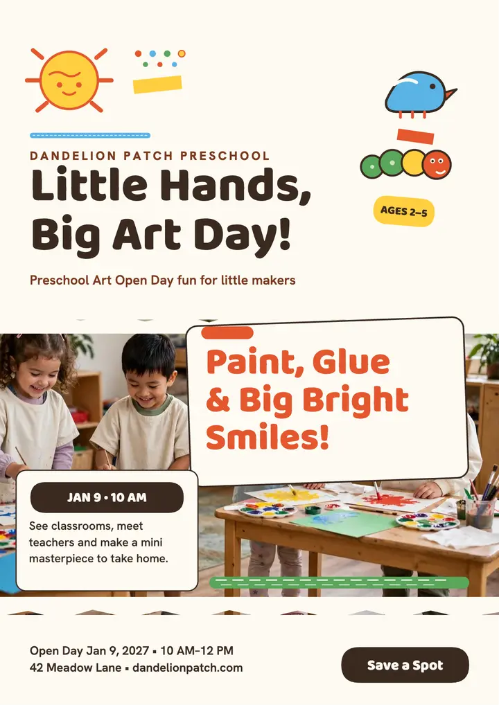 Dandelion Patch art open day flyer template