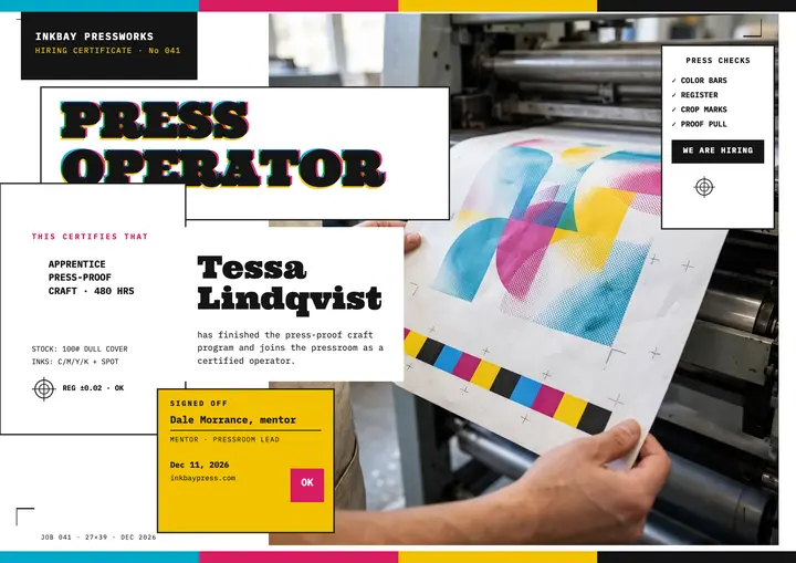 Inkbay press apprentice certificate: press apprentice certificate template