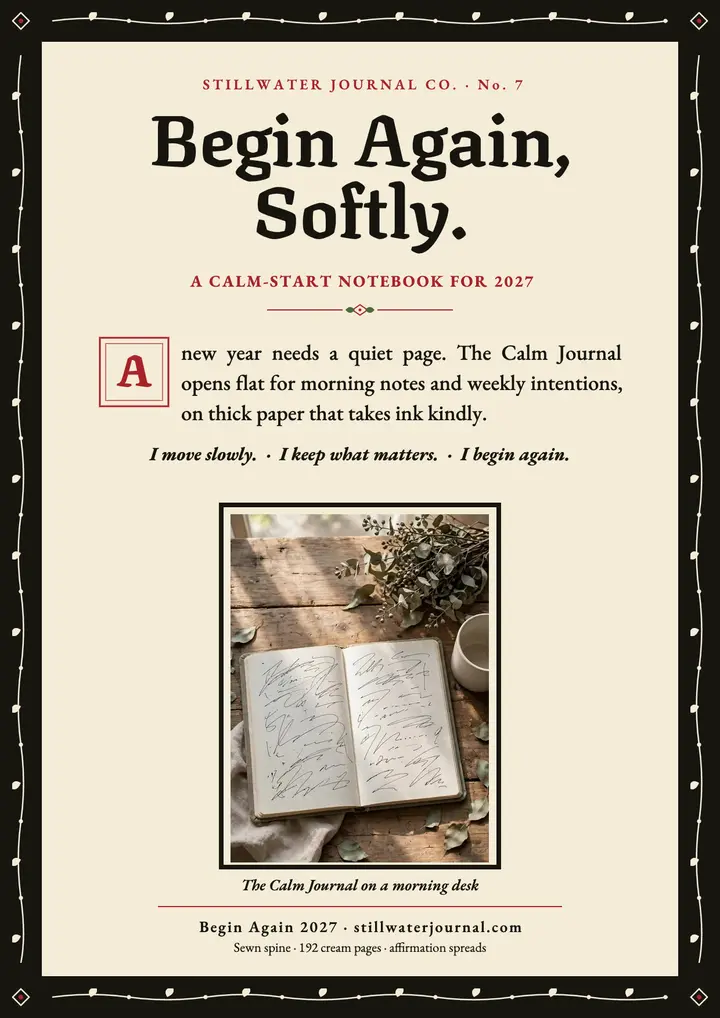 Begin Again calm journal flyer template