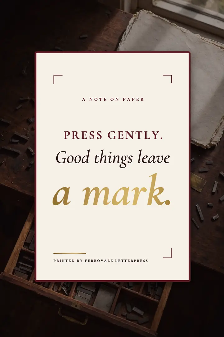 Press gently cotton card foil quote poster template