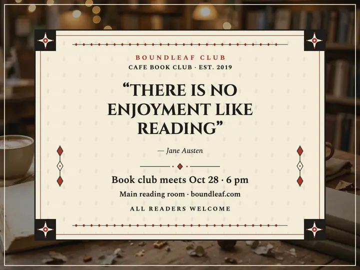 Boundleaf Club literary quote slide: book club quote slide template