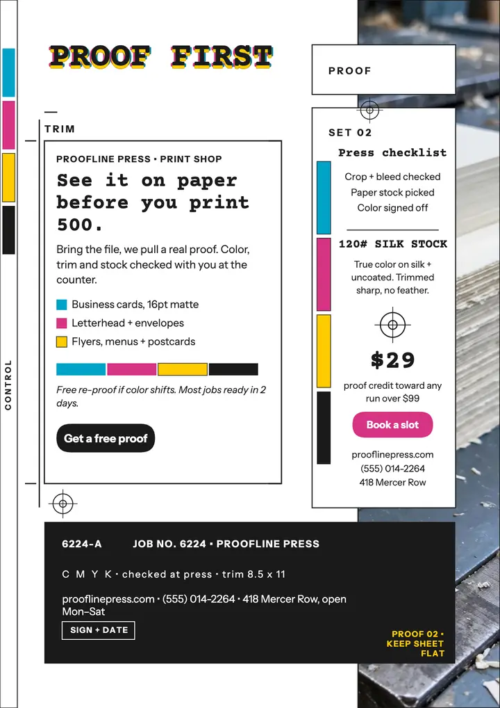 Proofline Press proof flyer template