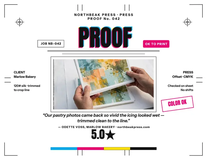 Northbeak Press proof review flyer template