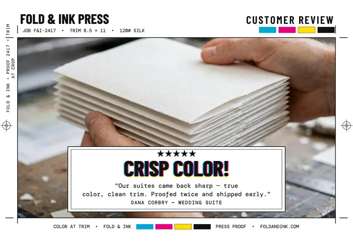 Fold and Ink Press five-star review certificate template